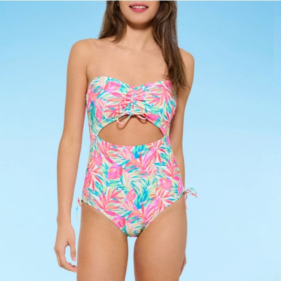 Decree Womens Exotic Textured Leaf Monokini One Piece Swimsuit XL - Picture 5 of 14